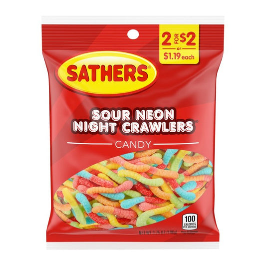 Sathers Sour Neon Night Crawlers 3.75oz