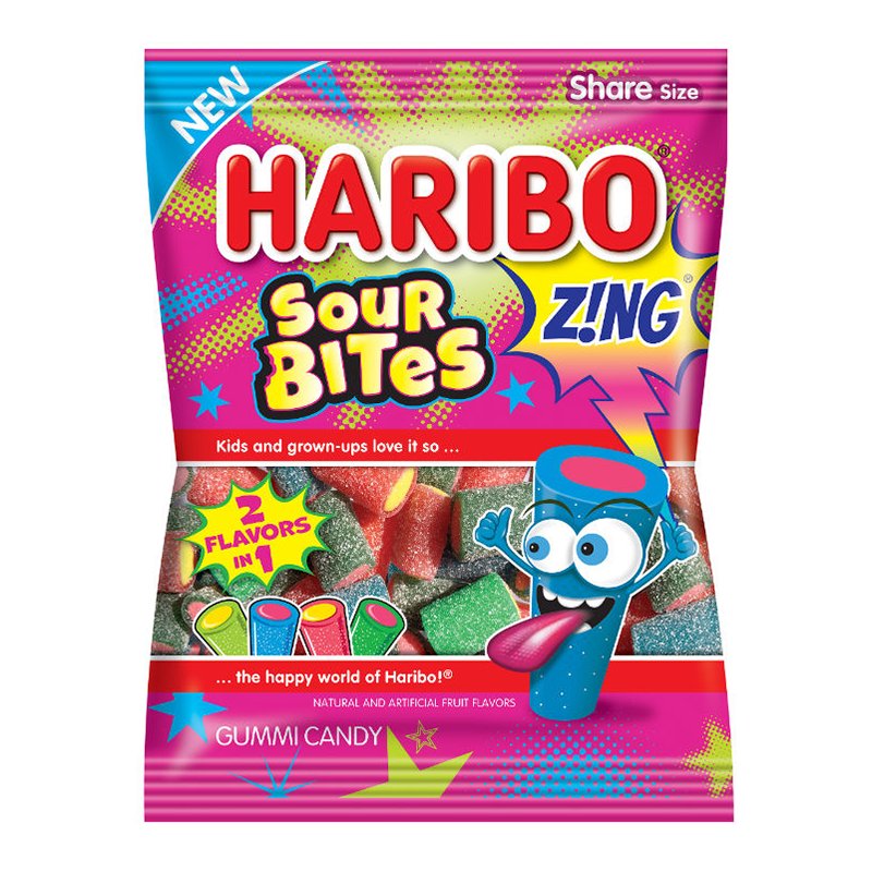 USA Haribo Zing Sour Bites Peg Bag 4.5oz